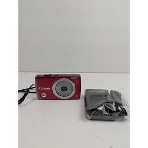 Canon PowerShot A3500 IS 16.0MP Digital Camera  Red Tested Working 16GB SD Card